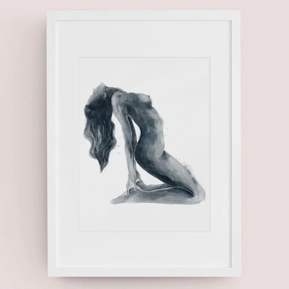 Watercolor Abstract Nude Woman Portrait Print Poster Unframed - Picture 8 of 9